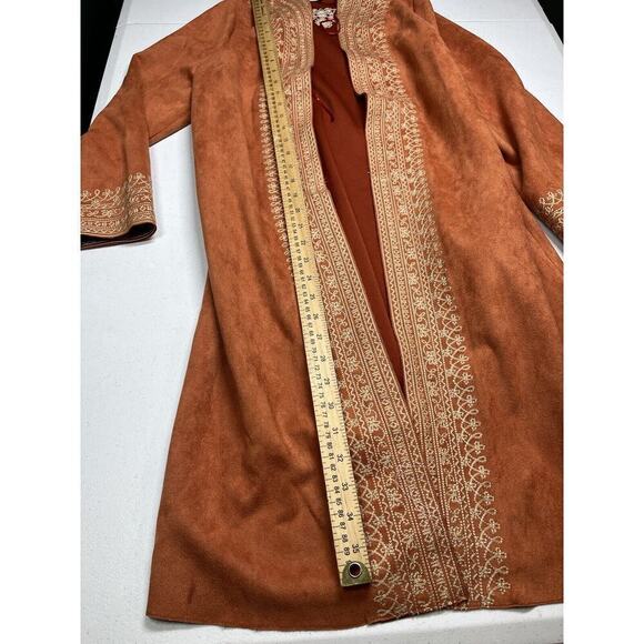 Soft Surroundings Womens Faux Suede Leona Duster Jacket Embroidered XS Pockets - Picture 6 of 8
